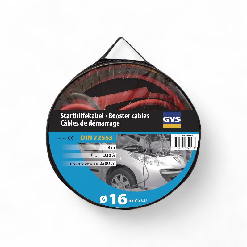 Câbles de démarrage GYS 320A 16 mm² 3m avec pinces isolées